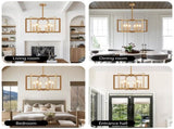 22" Modern Golden Geometric 6-Light Chandelier Industrial Metal Pendant Light Fixture for Living W1340P279979