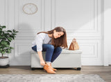 Ottoman Storage Bench, Faux Leather 30" Storage Ottoman Bench, White 33081247
