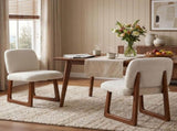 Dining Chair Set of 2, Plush Fabric Upholstered Dining Chairs with Curved Wooden Legs and Beige N779P370775B