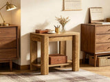 23.6 Inch Farmhouse End Table with Storage Shelf, Wooden Side Table 18133458