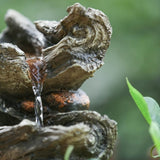 9x5x14" Indoor Brown Wood-Look Water Fountain, 4-Tier Polyresin Cascading Wood Tabletop Fountain W2078124474