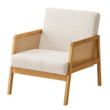 Accent Chair Mid-Century Modern Chair with Sherpa Fabric Upholstered Lounge Arm Chair with Solid T3593P338031