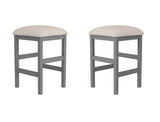 ZNTS Light Gray Set of 2pc Stools Kitchen Dining Room Furniture Beige Fabric Cushion Seat Chairs Stool B011P232973