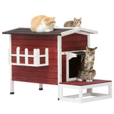 ZNTS Outdoor Cat House, Large Feral Cats House with Escape Door,Wooden Outside Cat Shelter Weatherproof W142763538