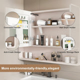 Aluminium Medicine Cabinet Mirror, 35 x 28 Inches Medicine Cabinet with 3 Colors LED Light and W2700P269441