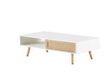 41.34" Rattan Coffee table, sliding door for storage, solid wood legs, Modern table for living room W1265107718