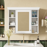 35'' x 28'' White Wall Mounted Bathroom Storage with Mirror Door, Modern Bathroom Wall N710P196545K