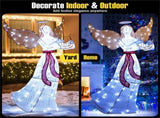 5ft Pre-Lit Christmas Angel Decor - 120 Cold White LEDs, IP44 Waterproof, MetalMesh Fabric 09613189