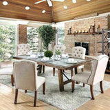 Contemporary Ivory Fabric 2pcs Side Chairs Bold Sturdy Design Rustic Oak Solidwood Tufted Back B011P200228