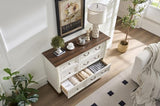 Farmhouse Style 6 Drawer Dresser Chest with Base Wooden Rustic Chest of Drawers, Storage Dresser W2393P252364