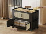 Retro Black, 20" Side Wide Folding Storage Cabinet ,4 Tiers,19.69"11.81"40.55",Collapsible Storage 03795958