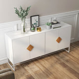 Solid wood special shape square handle design with 4 doors and double storage sideboard 75637864