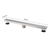 ZNTS 36 Inches Linear Shower Drain with Removable Quadrato Pattern Grate, 304 Stainless Shower Drain W928P199542