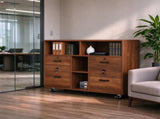 Wooden Filing Cabinet, 4 Drawers, Walnut, P2 Particle Board with Melamine Facing 39071771