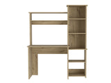 Light Oak 6-Shelf Writing Desk with Built-in Bookcase B06280289