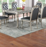 Formal 1pc Dining Table Only Silver / Grey Finish Antique Design Rubberwood Dining Room Furniture B011138663