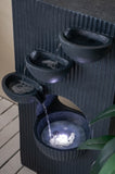 ZNTS 16.5x9.8x31.9" Decorative 4 Tier Minimalist Water Fountain with Light for Indoor Outdoor, Black W2078138945