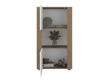 Hyder Bookcase with Upper and Lower Doors, Open Center Shelf and Vertical Design, Natural Oak / B097P474310