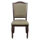 ZNTS Dark Cherry Finish Dining Chairs Set of 2 Upholstered Seat and Back Nailhead Trim Wooden Furniture B011P186811