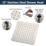 ZNTS Brushed nickel 10" Square Rainfall & High Pressure Stainless Steel Bath Shower head W121960066