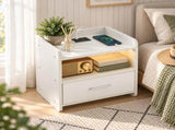 2PCS Nightstands Particleboard & Melamine-Faced Storage Cabinet with 2 USB Ports 35618343
