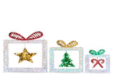 Set of 3 Lighted Iridescent Cut-out Gift Box Christmas Decorations, Pre-lit Holiday Decor with 357 77157291