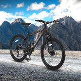 S24102 24 Inch Mountain Bike Boys Girls, Steel Frame, Shimano 21 Speed Mountain Bicycle with Daul W709P294015