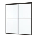 ZNTS Bypass shower door, sliding door, with 1/4" tempered glass and Matted black finish W2122131032