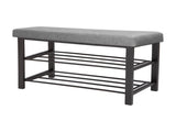 Entryway Metal Cushioned Bench with 2 Tier 8 Pair Shoe Storage in Grey 58134028
