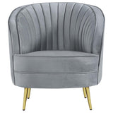 ZNTS Grey and Gold Upholstered Tufted Chair B062P145585