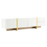 Luxury Fluted TV Stand for TVs Up to 80'', Modern Entertainment Center with Storage Cabinets & 43959037