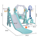 ZNTS 5 in 1 Slide and Swing Playing Set, Toddler Extra-Long Slide with 2 Basketball Hoops, Football, W2181139405