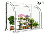 7 x 3.5 x 7 Feet Lean-To Walk-In Greenhouse with 3-Tier Shelves, Waterproof & Sun-Proof PE Wall 08339290