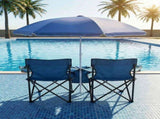 Portable Double Folding Beach Chair Set with Umbrella, 2-Person Outdoor Camping Chair with Cup 67251703