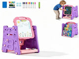 Pink 3-in-1 Kids Double Sided Art Easel, Magnetic Whiteboard & Chalkboard Standing Drawing Board 74504505