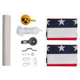 ZNTS 25ft Solemn Outdoor Decoration Sectional Halyard Pole US America Flag Flagpole Kit 19630625