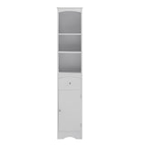 Tall Bathroom Cabinet, Freestanding Storage Cabinet with Drawer, MDF Board, Adjustable Shelf, White 18363202