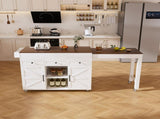74.8" Kitchen Island Extendable Dining Table & Power Outlet - Rolling Storage Cart on Wheels 37564725