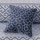4 Piece Jacquard Quilt Set with Throw Pillow Navy King/Cal King B03597588