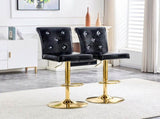 A set of 2 black vintage crocodile leather lift bar chairs, featuring crystal clasp design and W3875P371071