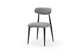 Modern Dining Chairs Set of 2, Curved Backrest Round Upholstered and Metal Frame, Grey W876110768