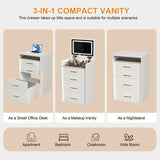 3 in 1 Vanity Desk with open Top Mirror,Small Make Up Vanity Set with Visible Glass Desktop,Compact W509P238992