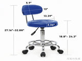Round Shape Adjustable Salon Stool with Back and Line Blue 90685361