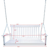 Front Porch Swing with Armrests, Wood Bench Swing with Hanging Chains,for Outdoor Patio ,Garden W49543722