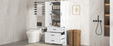 Tall Bathroom Storage Cabinet, Cabinet with Two Doors and Drawers, Adjustable Shelf, MDF Board, N725P206123K