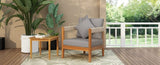 Acacia Wood Outdoor Club Chair with Handwoven Rope Accents & Curved Backrest - Water-Resistant Boho N767P265743G