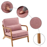 ZNTS Oak Armrest Oak Upholstered Single Lounge Chair Indoor Lounge Chair Pink 54837956