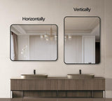 24x36 Inch Black Metal Framed Rectangular Bathrrom Mirror for Wall. W2203P302700