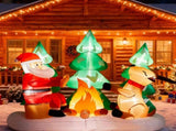 9FT Lighted Christmas Inflatable Decoration, Inflatable Santa and Reindeer Around Campfire, Funny 30767144