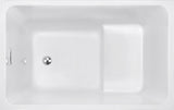 43" Acrylic Freestanding Bathtub with seat Spacious rectangle Shape, Gloss White Finish, Chrome W1675P225124
